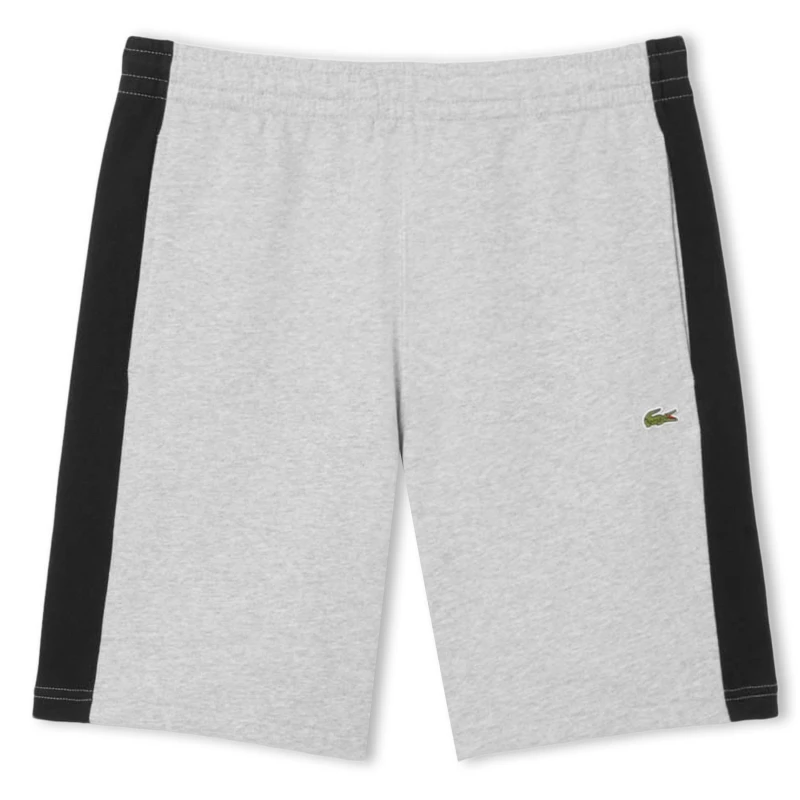 Image of Lacoste Cotton Fleece Colour Block Shorts Grey male S