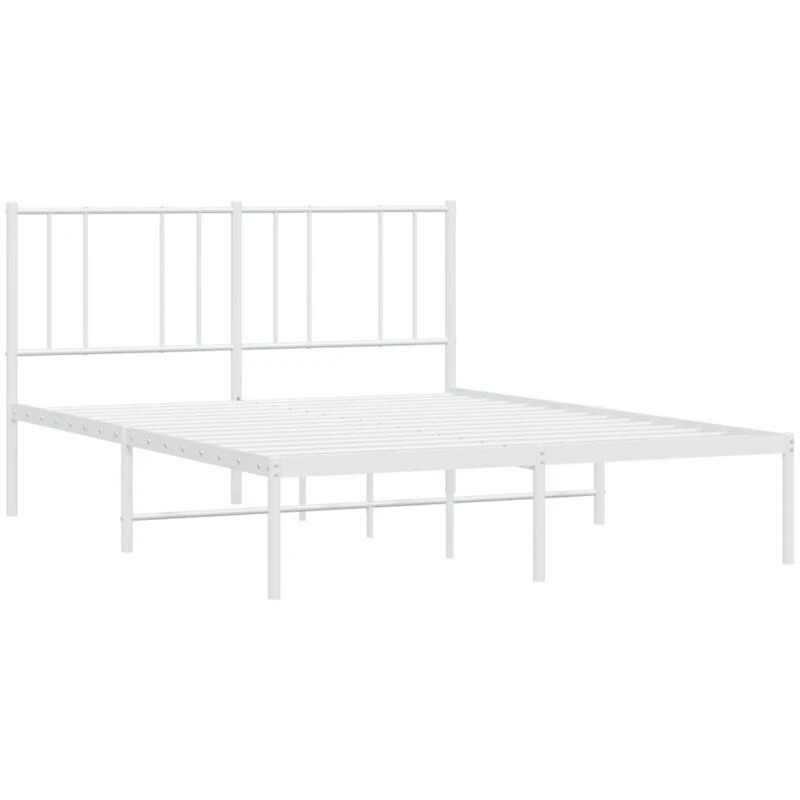Image of JINLEFU Metal Bed Frame without Mattress with Headboard White 120x190cm vidaXL JRVDZX-352526_DE