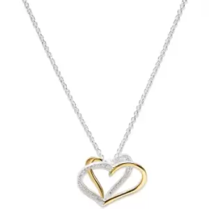 Image of Ladies Unique & Co Silver 925 Pendant with Yellow Gold Plating and CZ incl. Chain