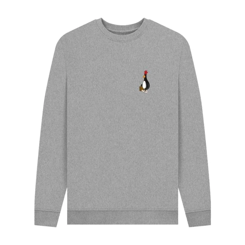Image of Wallace & Gromit Mens Villain Feathers McGraw Sweatshirt in Light Grey Size: Small Light Grey Male S