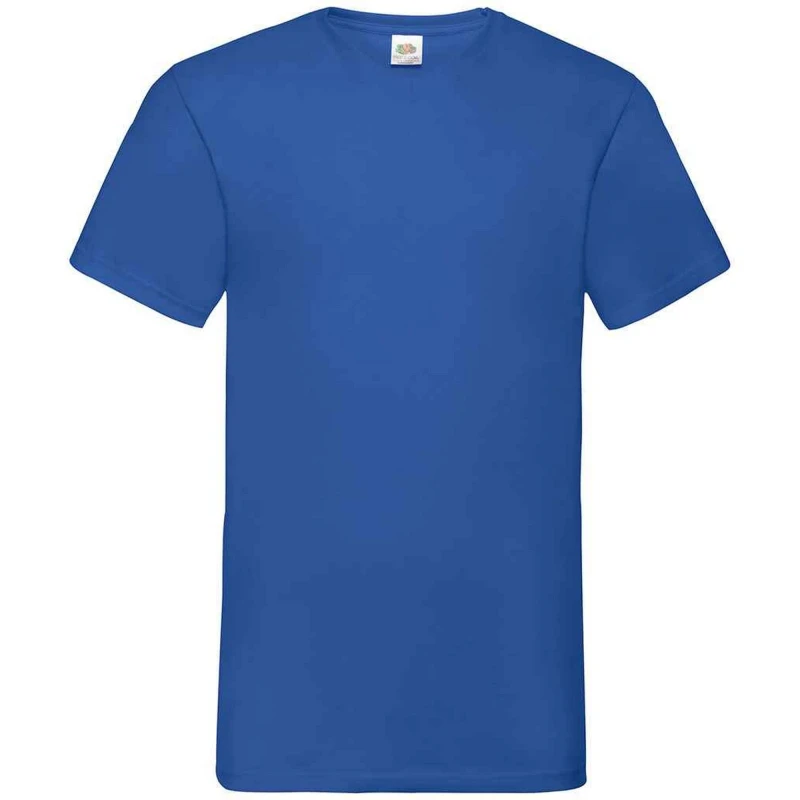 Image of Fruit Of The Loom Fruit of the Loom Men Value V Neck T-Shirt in Blue Size: Small Blue S Male 5063527305442
