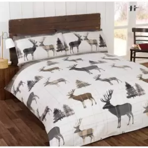 Image of Rapport Home Furnishings Rapport Home Stag Flannelette Duvet Set Natural Single