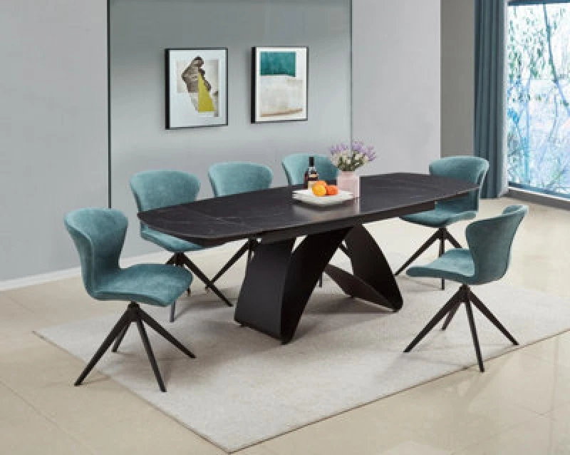 Image of Ds Living Maelis Black And Grey Intertwined Stone Ceramic Dining Room Table