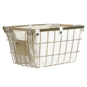Image of Premier Housewares Wire Storage Basket with Cotton Lining - Gold
