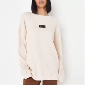 Image of Missguided Tall Ribbed Msgd Badge Sweater - Nude