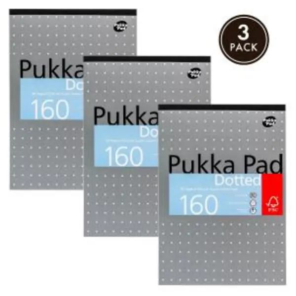 Image of Pukka Pukka Pads Metallic Refill Pad Tape Headbound A4 5mm Dotted Grid 4 Hole Punched 160 Pages Green (Pack 3) - REFDOT REFDOT