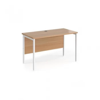 Image of Office Desk 1200mm Rectangular Desk With H-Frame Leg Beech Tops With White Frames 600mm Depth Maestro 25