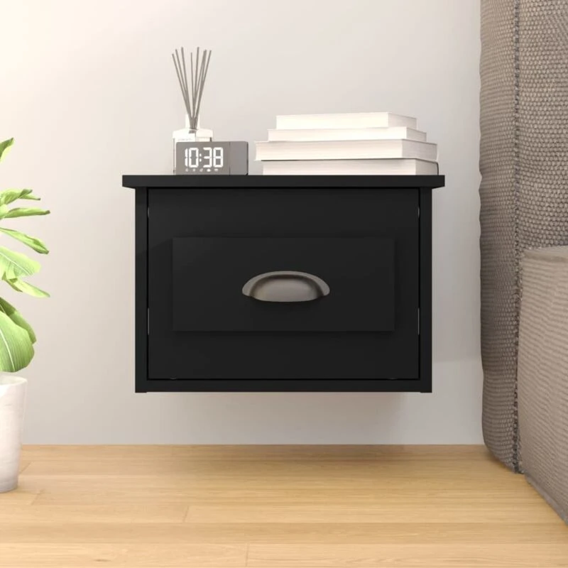Image of VIDAXL Wall-mounted Bedside Cabinet Black 41.5x36x28cm Vidaxl 8720845792688