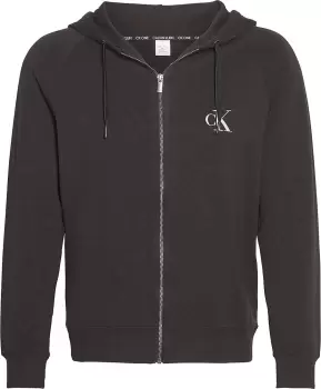 Image of Calvin Klein Knitted Zip-up Hoodie In Black - Size M