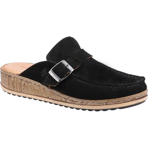 Image of Hush Puppies Womens Sorcha Slip On Wedge Clog Mule Sandals - UK 7 Black female GDE2413BLK7