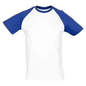 Image of SOLS Mens Funky Contrast Short Sleeve T-Shirt (S) (White/Royal Blue)