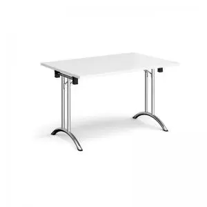 Image of Rectangular folding leg table with chrome legs and curved foot rails