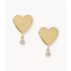 Image of Fossil Womens Sutton Mommy And Me Gold-Tone Stainless Steel Heart Stud Earrings - Gold