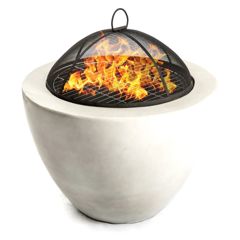 Image of Centurion Supports Fireology Diablo Contemporary Garden Fire Pit Brazier And Barbecue With Concrete Stone-Effect Finish