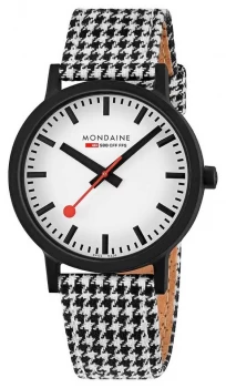 Image of Mondaine Essence 41mm Black/White Textile Strap White Watch