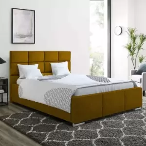 Image of Gerali Bed Double Plush Velvet Mustard