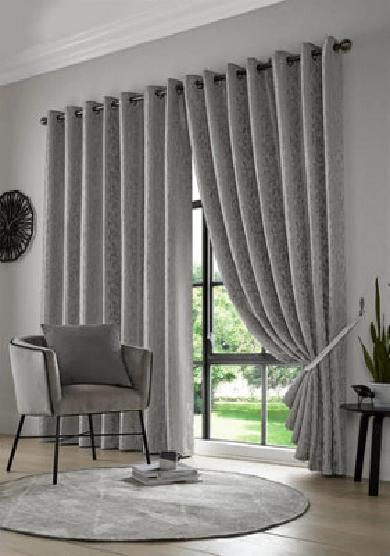 Image of Keswick Blockout Ready Made Eyelet Curtains Silver