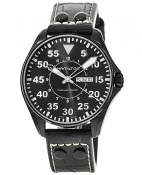Image of Hamilton Khaki Aviation Pilot Auto Day Date Mens Watch H64785835 H64785835