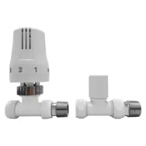 Image of White Thermostatic Straight Radiator Valves