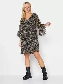 Image of PixieGirl Petite Ditsy Chiffon Dress, Black, Size 8, Women