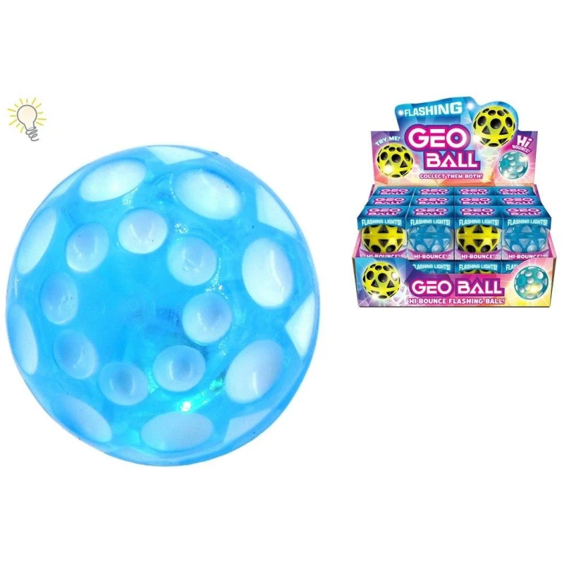 Image of Kandy Toys Geo Ball Hi Bounce Flashing Ball (Colours Vary) Multi