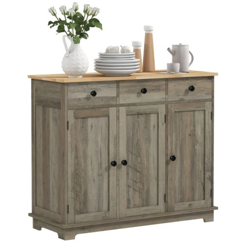 Image of HOMCOM HOMCOM Sideboard Buffet Cabinet with Storage Cabinets and Drawers Grey