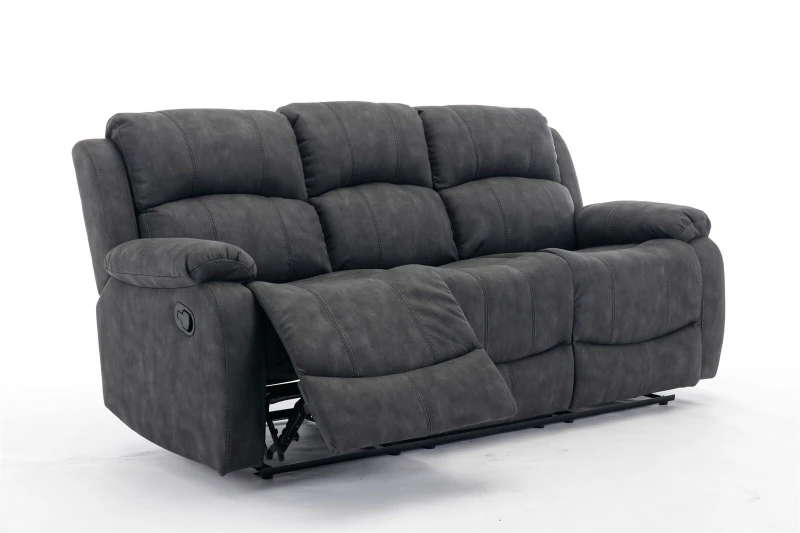 Image of FURNITURE ONE 3 Seater Recliner Sofa, Manual Recliner Sofa 105-135 Degrees Recliner Dark Grey
