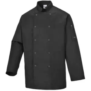 Image of C833BKRM - sz M Suffolk Chefs Jacket - Black - Black - Portwest