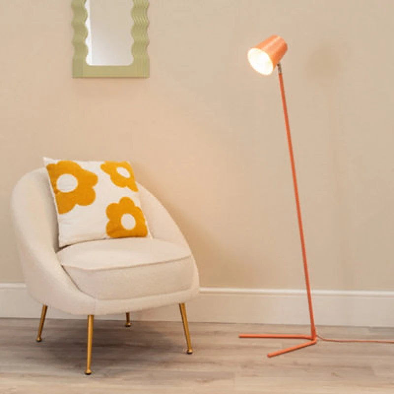 Image of ValueLights Lark Metal Task Slimline Floor Lamp Pink