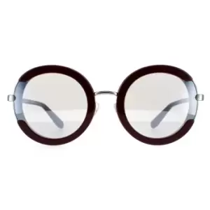 Image of Round Burgundy Grey Sunglasses