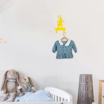 Image of Rabbit - Yellow Yellow Metal Wall Hook