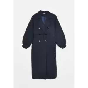 Image of Missguided Belted Trench Coat - Blue