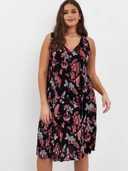 Image of Evans Navy Paisley Short Dress, Navy, Size 26, Women