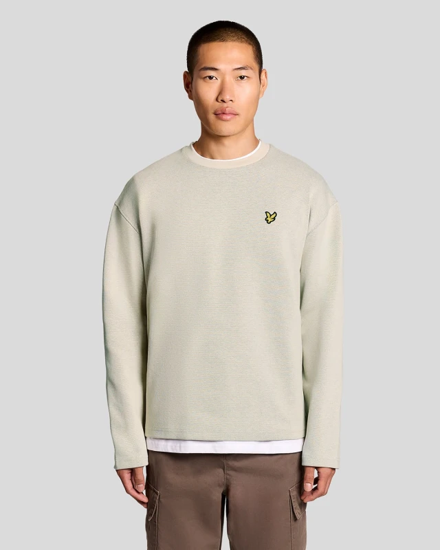 Image of Lyle & Scott Mens Raised Jacquard Crew Neck Sweatshirt in White