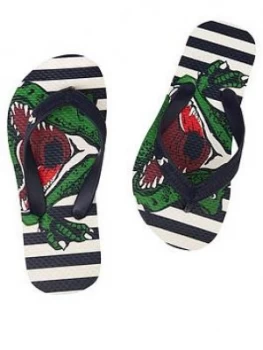 Image of Joules Boys Dino Stripe Flipflop- Navy