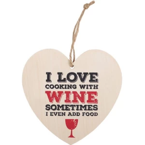 Image of I Love Cooking With Wine Hanging Heart Sign