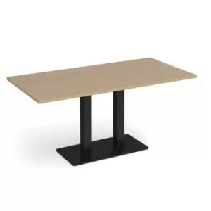 Image of Eros rectangular dining table with flat Black rectangular base and twin uprights 1600mm x 800mm - kendal oak