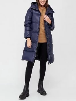 Image of Armani Exchange Sustainable Longline Padded Coat Blue Size L Women