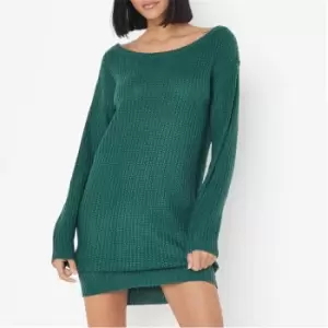 Image of Missguided Ayvan Off Shoulder Jumper Dress - Green
