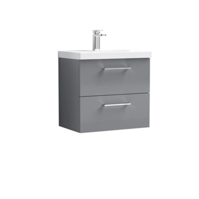 Image of Arno Wall Mounted 2 Drawer Vanity Unit With Basin Satin Grey