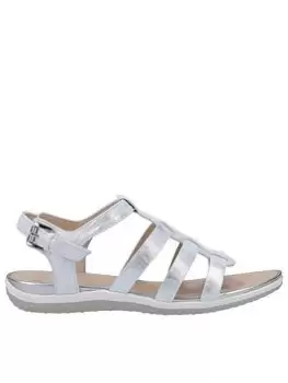 Image of Geox Sand Flat Sandals, Silver, Size 6, Women