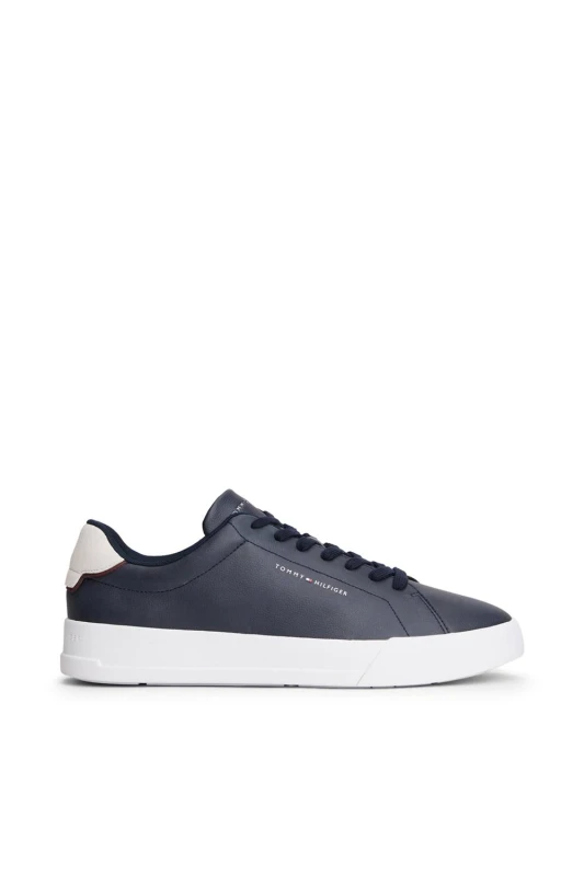 Image of Tommy Hilfiger Court Leather Low Top Trainers - Blue Blue 9