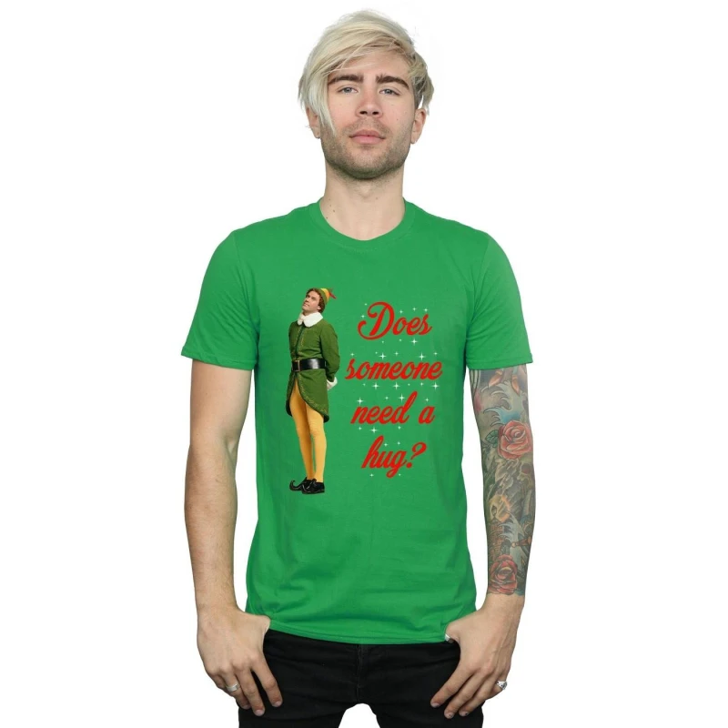 Image of Elf Elf Men Hug Buddy T-Shirt in Green Size: Small Green S Male 5057736082898