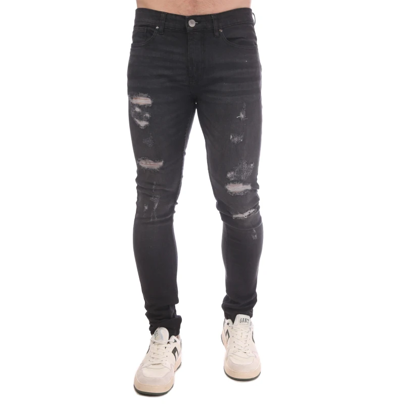 Image of DFND London Roar Ripped Denim Jeans Black male 34W R