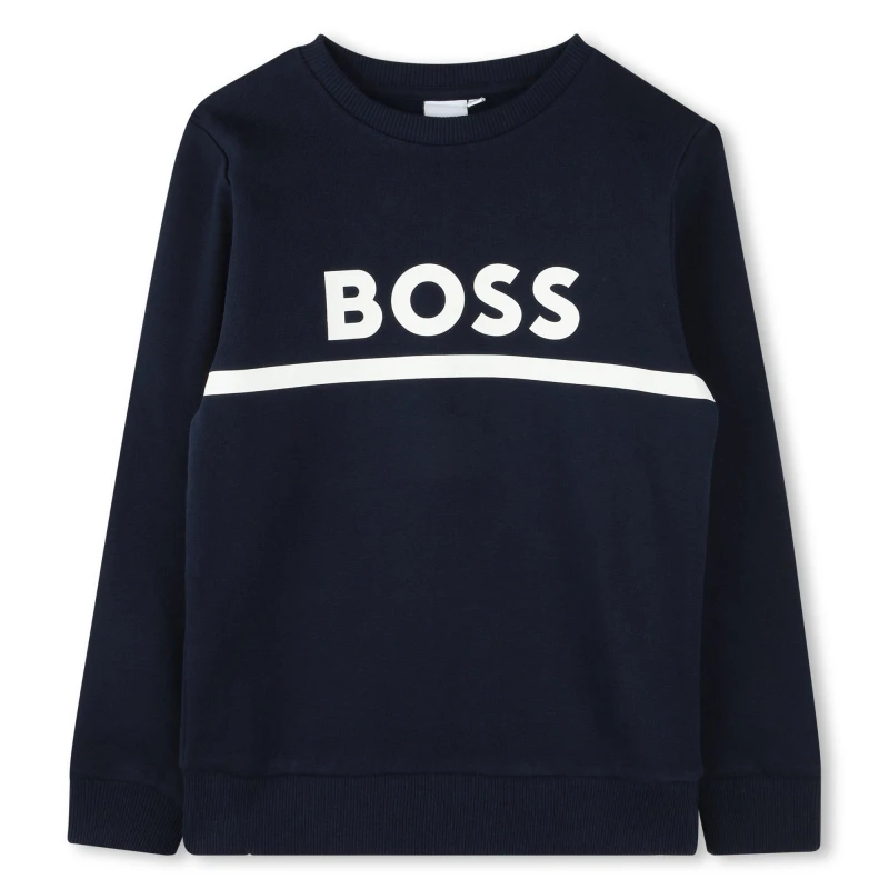 Image of Boss Kids Large Logo Sweatshirt, Logo Design Navy 849 male 6Y