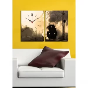 Image of 2P3040CS-136 Multicolor Decorative Canvas Wall Clock (2 Pieces)