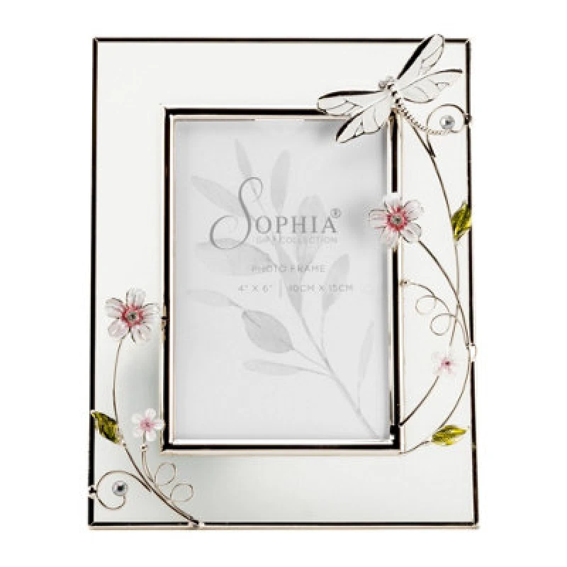 Image of Sophia Classic Glass & Wire Dragonfly Frame 4" X 6"