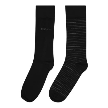 Image of Hugo Boss 2 Pack Stripe Socks Black