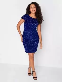 Image of M&Co Sequin Velvet Shift Dress - Blue Size 20, Women