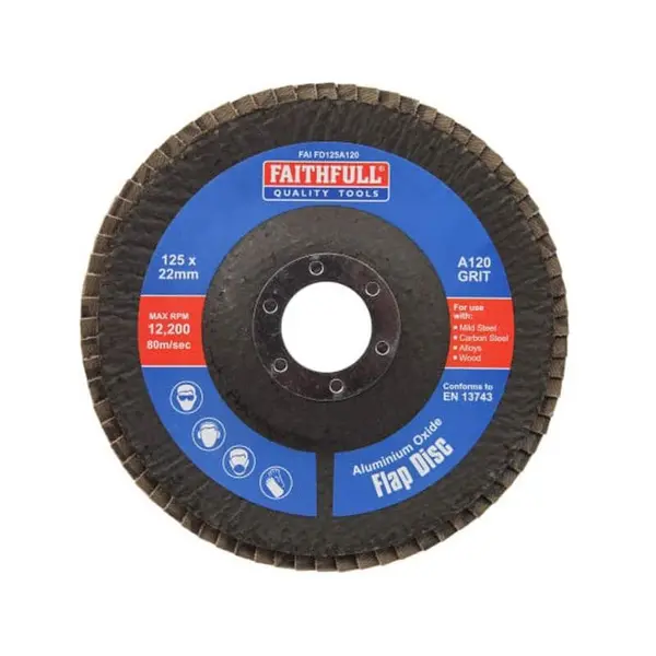 Image of Faithfull Aluminium Oxide Abrasive Flap Disc FAIFD125A120 Diameter: 125mm